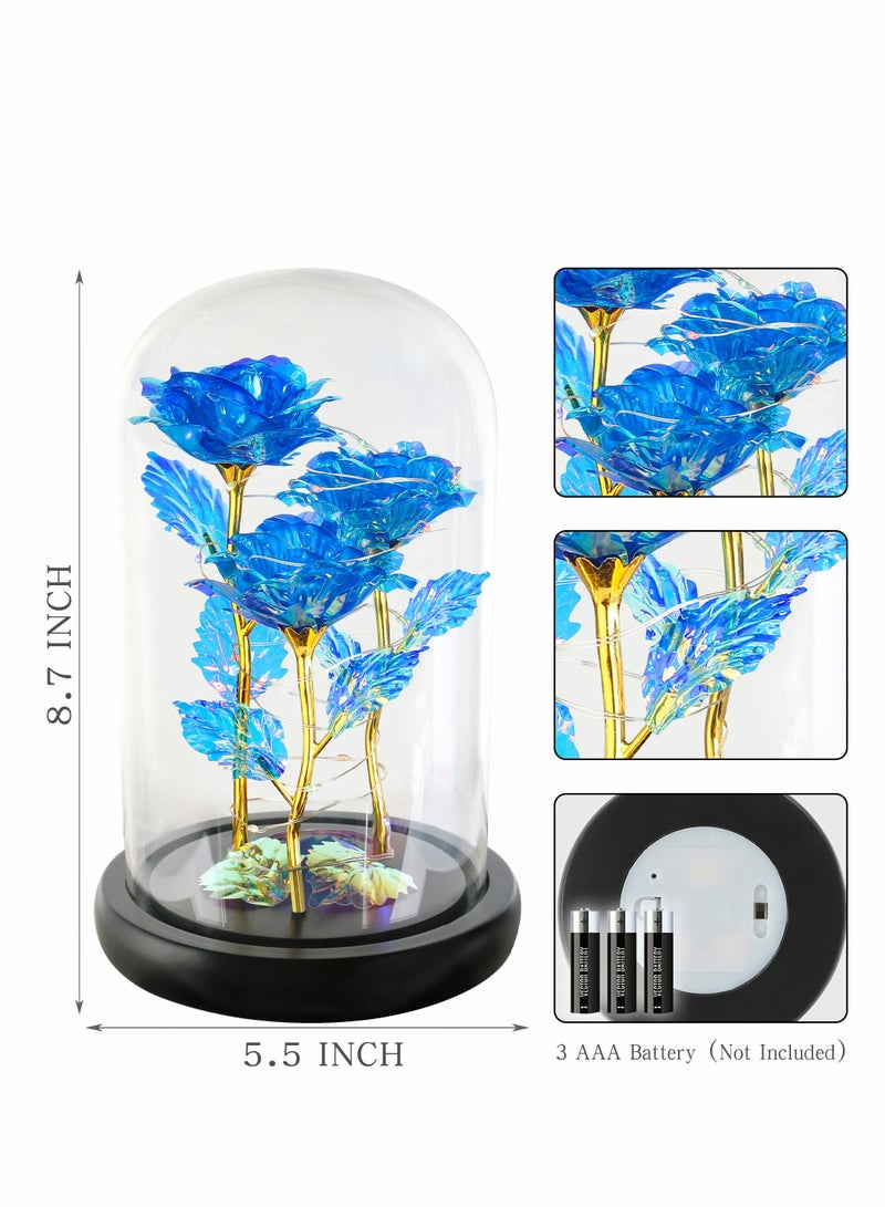 Rose Gifts for Women 3 Blue Colorful Artificial Flower Her Women Birthday Gift Mom Light Up Rose Her s Anniversary