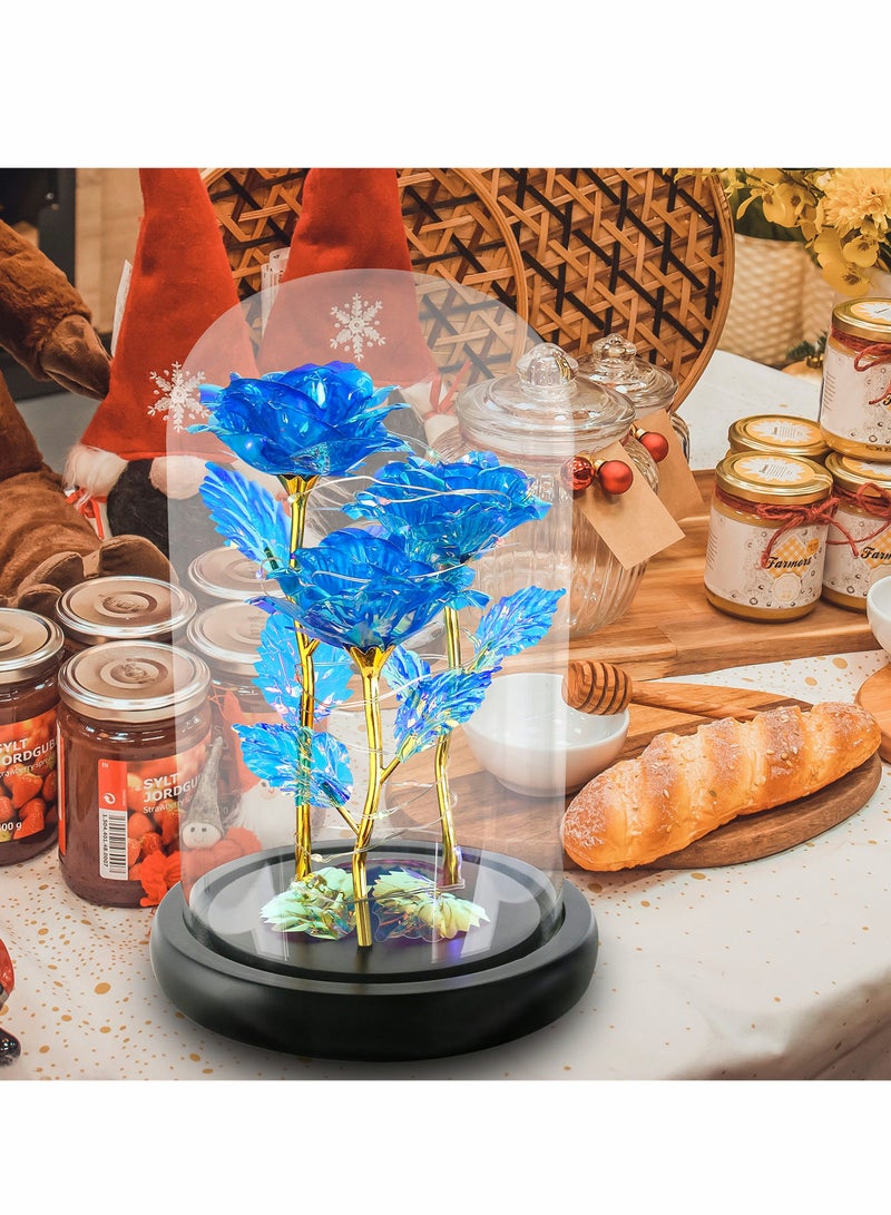 Rose Gifts for Women 3 Blue Colorful Artificial Flower Her Women Birthday Gift Mom Light Up Rose Her s Anniversary