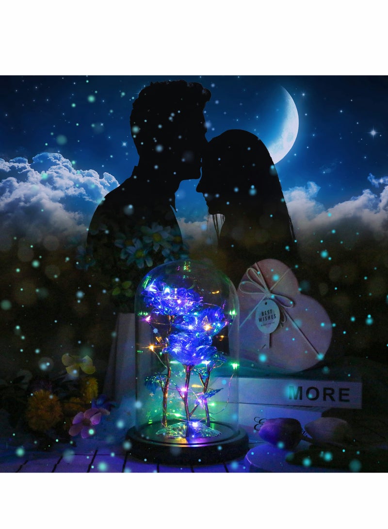 Rose Gifts for Women 3 Blue Colorful Artificial Flower Her Women Birthday Gift Mom Light Up Rose Her s Anniversary