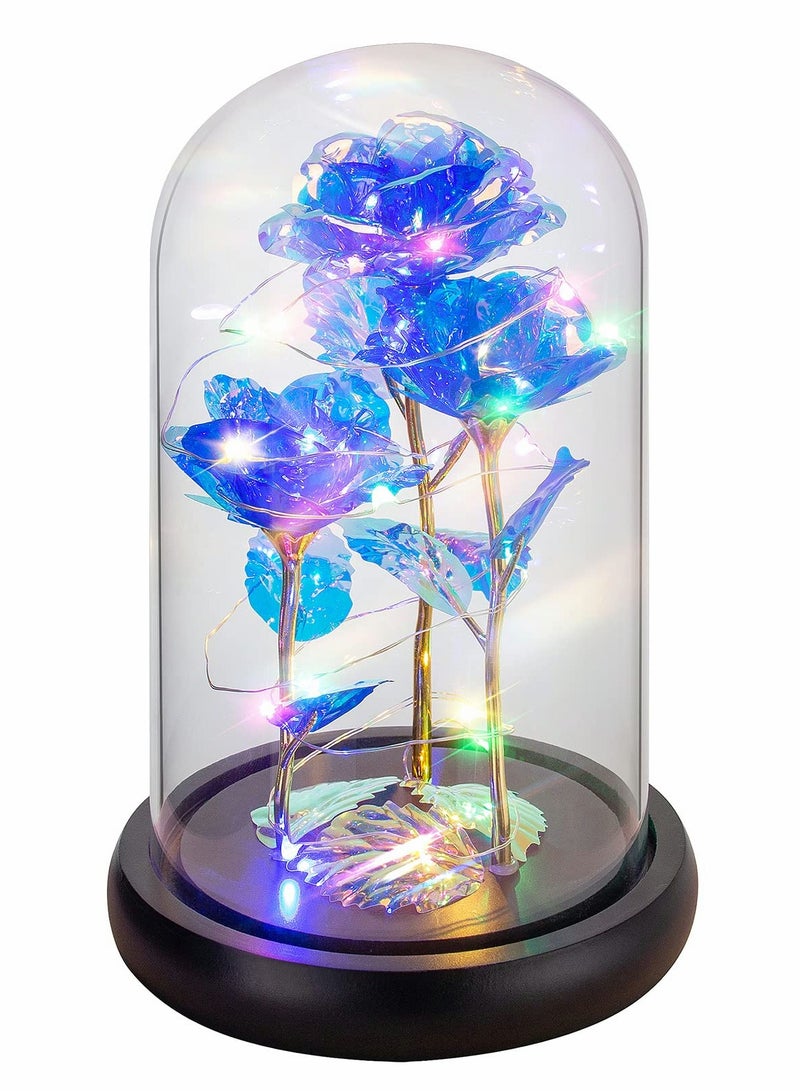 Rose Gifts for Women 3 Blue Colorful Artificial Flower Her Women Birthday Gift Mom Light Up Rose Her s Anniversary