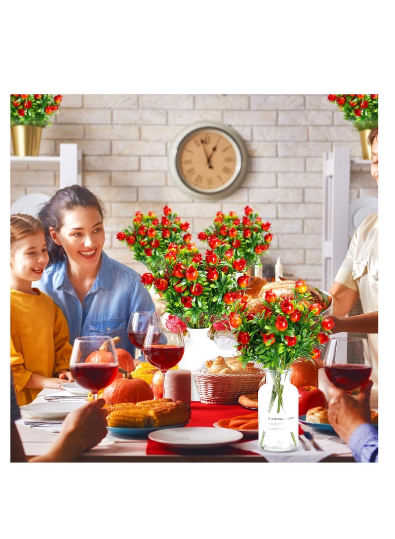 Set of 5 Artificial Orange Pomegranate Branches for Home Decor Kitchen Centerpieces Fall Party Decorations Indoor Garden Props