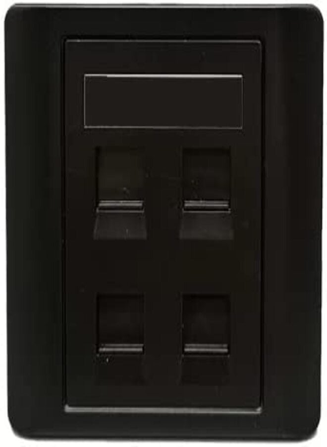 Black Faceplate Cat6  RJ45  (4 Port)