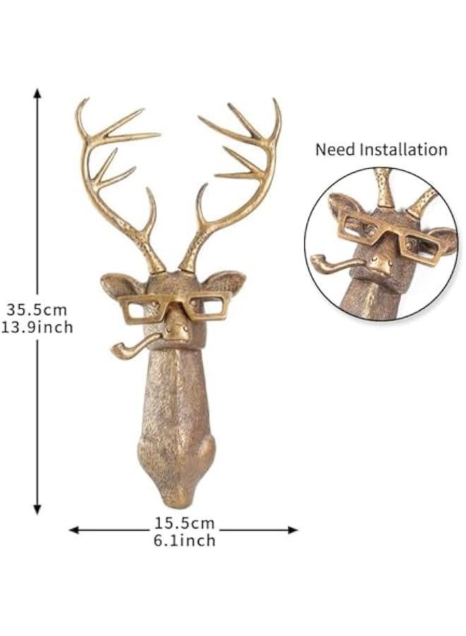 Head Wall Mount Decor,Resin Animal Sculptures，Art Deco Wall Hanging Decoration for Living Room Bedroom Officeroom Gift (Deer)