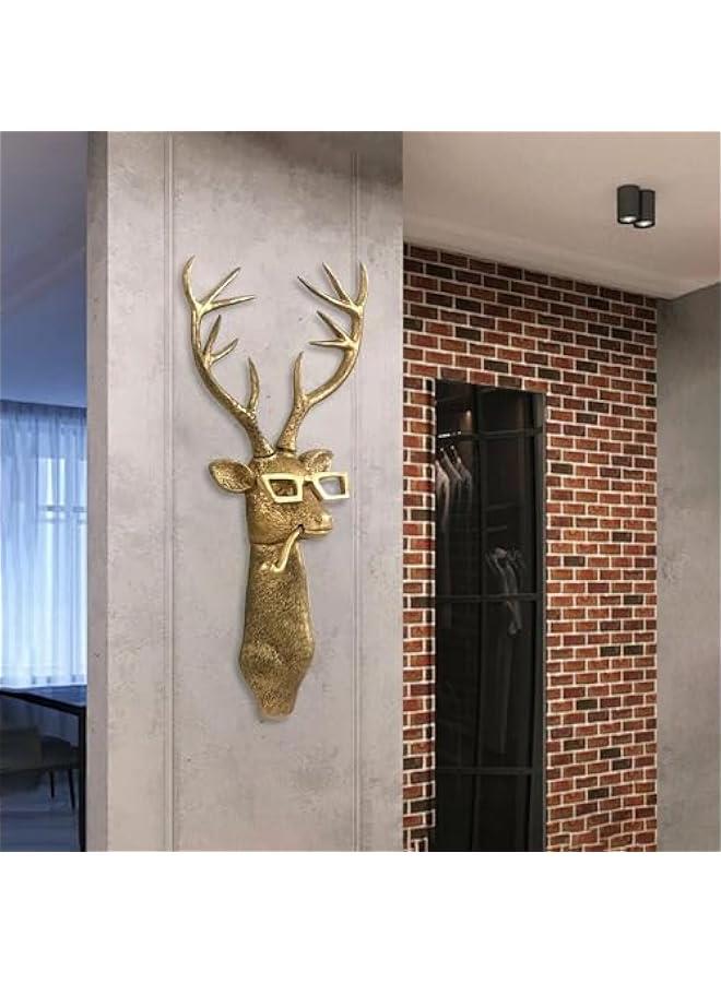 Head Wall Mount Decor,Resin Animal Sculptures，Art Deco Wall Hanging Decoration for Living Room Bedroom Officeroom Gift (Deer)