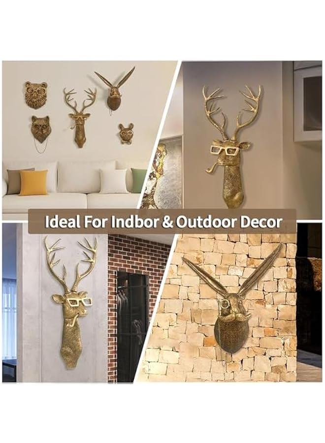 Head Wall Mount Decor,Resin Animal Sculptures，Art Deco Wall Hanging Decoration for Living Room Bedroom Officeroom Gift (Deer)