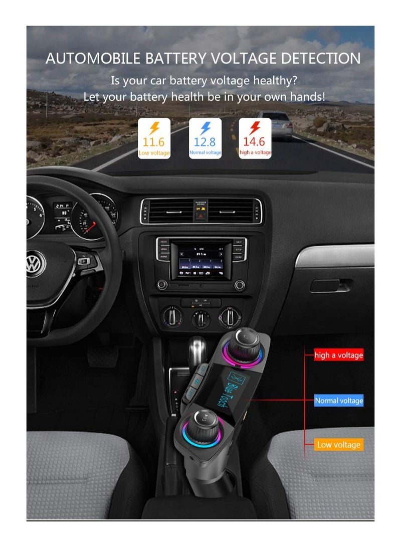 Car MP3 Player Bluetooth Receiver, USB Flash Drive BT06 Car MP3 Cigarette Lighter Car Charger, Fuel Cell Phone Charger for Cars, 12V/24V Adapter with USB Charging Port and FM Transmitter