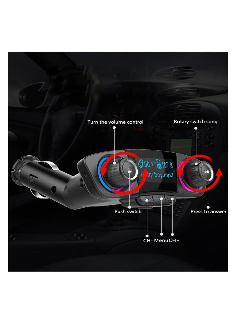 Car MP3 Player Bluetooth Receiver, USB Flash Drive BT06 Car MP3 Cigarette Lighter Car Charger, Fuel Cell Phone Charger for Cars, 12V/24V Adapter with USB Charging Port and FM Transmitter