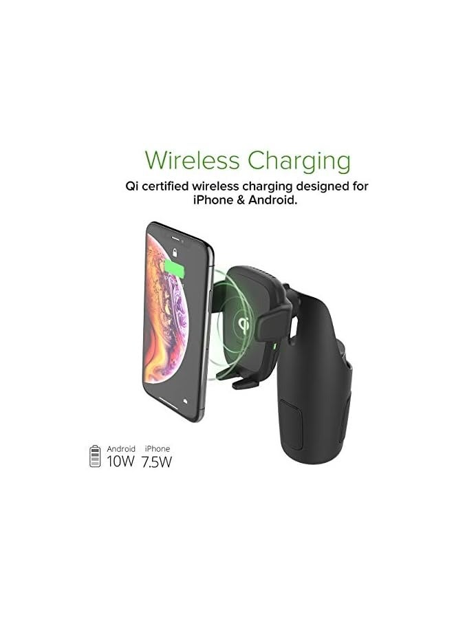 Auto Sense Qi Wireless Charging Car Charger Automatic Clamping Cup Holder Phone Mount For Iphone, Galaxy