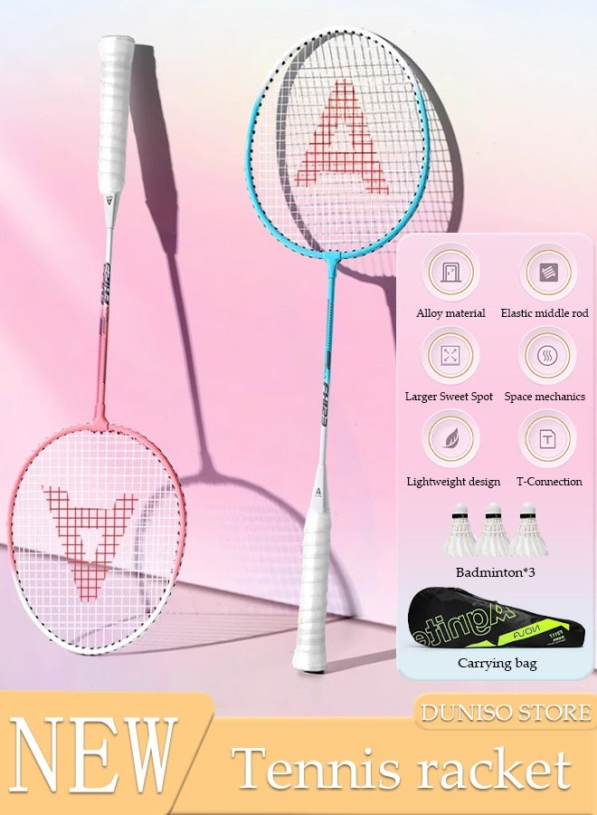 Badminton Rackets Set 2 Player Badminton Rackets Lightweight Badminton Racquet with 3 Shuttlecocks and 1 Carrying Bag,Badminton Backyard Games for Outdoor,Garden,Beach,Family Fun Game