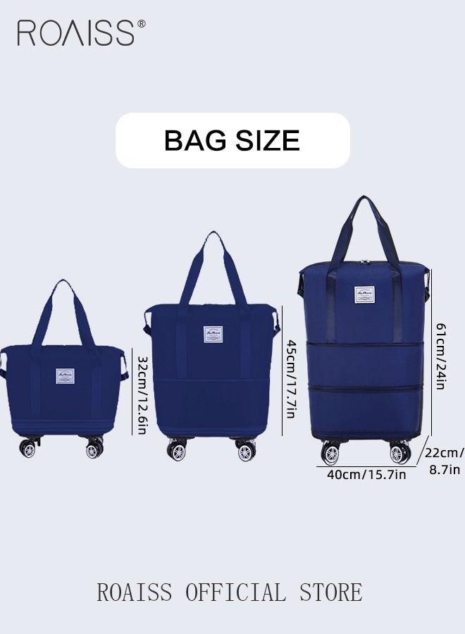 Multifunctional Luggage Bag for Unisex Premium Oxford Fabric Large Capacity Dry and Wet Separation Travel Bag Waterproof Wear Resistant Fitness Sports Bag with Detachable Caster Wheels