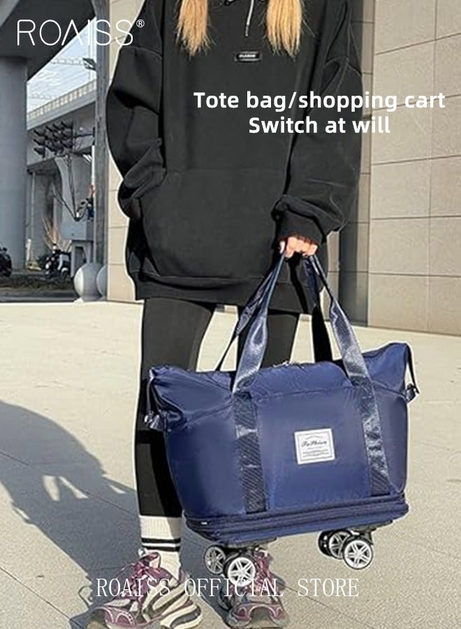 Multifunctional Luggage Bag for Unisex Premium Oxford Fabric Large Capacity Dry and Wet Separation Travel Bag Waterproof Wear Resistant Fitness Sports Bag with Detachable Caster Wheels