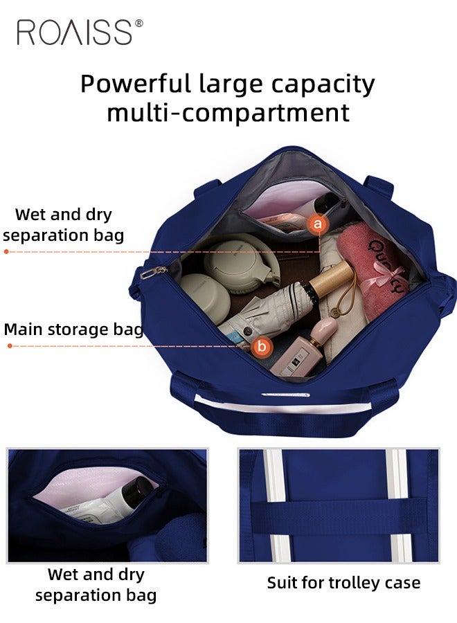 Multifunctional Luggage Bag for Unisex Premium Oxford Fabric Large Capacity Dry and Wet Separation Travel Bag Waterproof Wear Resistant Fitness Sports Bag with Detachable Caster Wheels