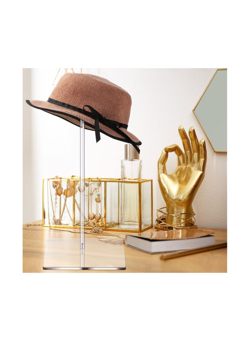 2 Set Clear Acrylic Hat Stand and Wig Display Rack Hat Stands for Display Clear Round Riser Stands for Wig Hat Display Riser Wig Display Holder for Hat Watch 12