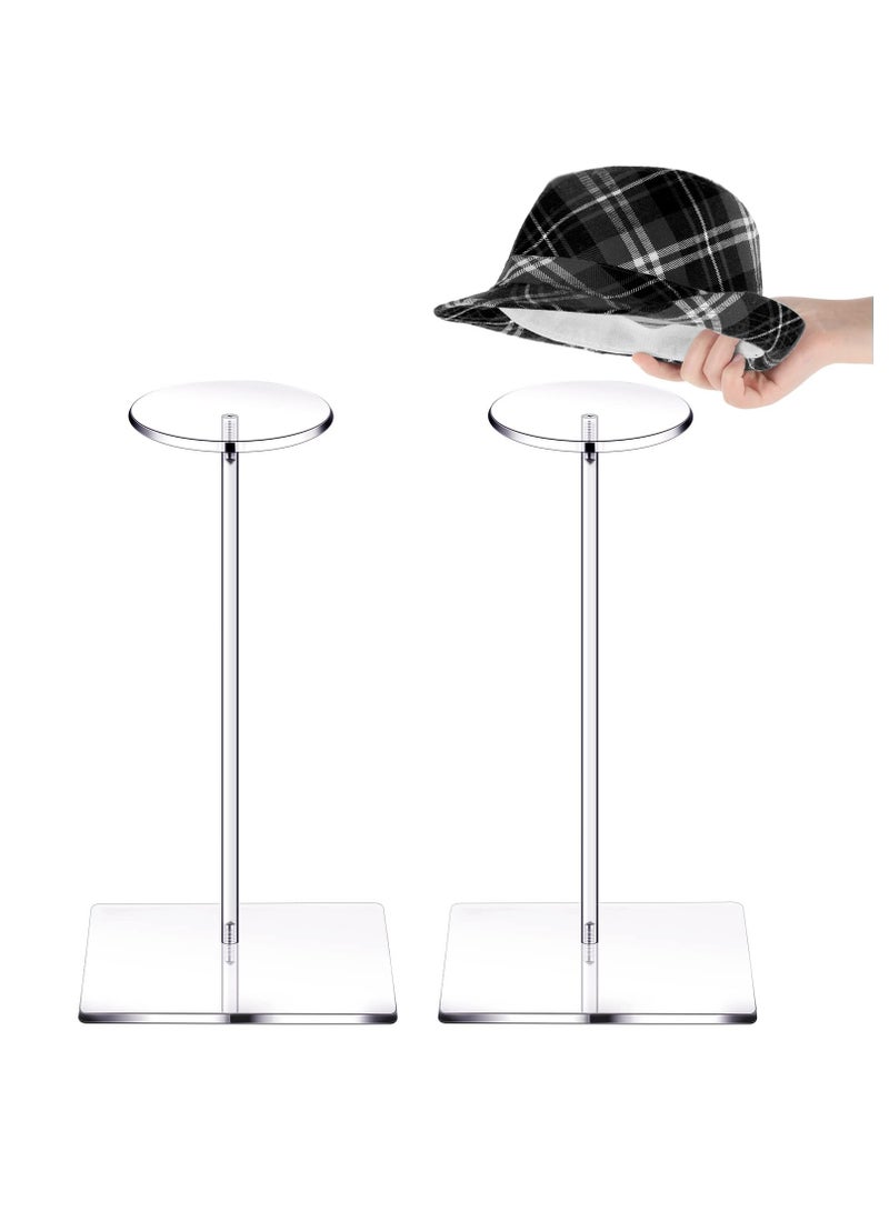 2 Set Clear Acrylic Hat Stand and Wig Display Rack Hat Stands for Display Clear Round Riser Stands for Wig Hat Display Riser Wig Display Holder for Hat Watch 12