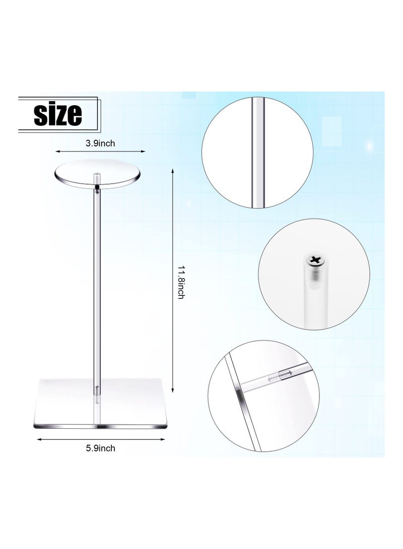 2 Set Clear Acrylic Hat Stand and Wig Display Rack Hat Stands for Display Clear Round Riser Stands for Wig Hat Display Riser Wig Display Holder for Hat Watch 12