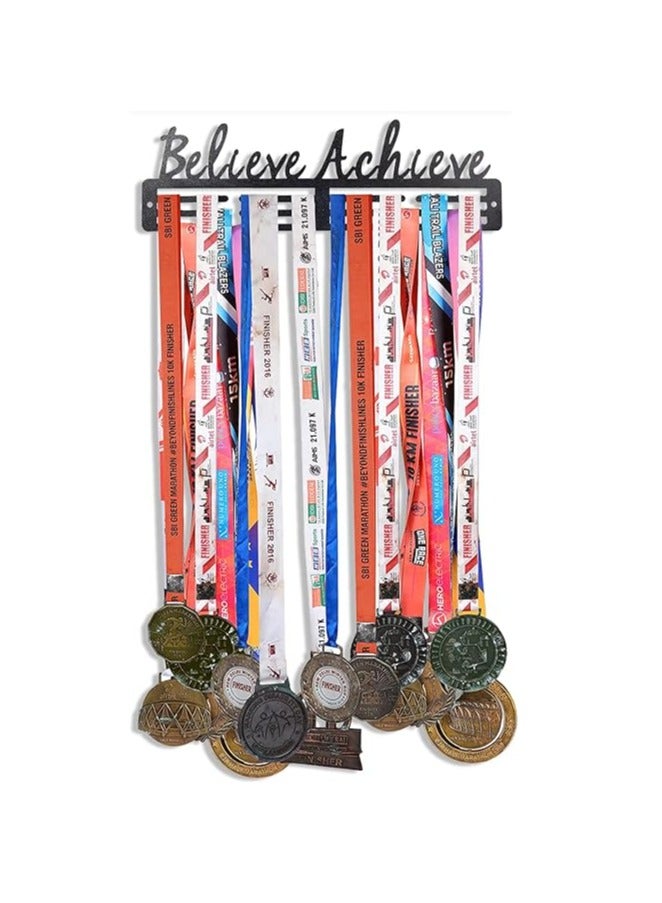 Medal Hangers for Wall | Medal Holder for Wall | Medal Display Case | Wall Mount Medal Frame Holds Upto 24-30 Medals Black