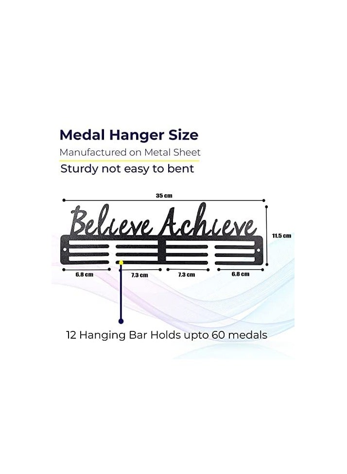 Medal Hangers for Wall | Medal Holder for Wall | Medal Display Case | Wall Mount Medal Frame Holds Upto 24-30 Medals Black