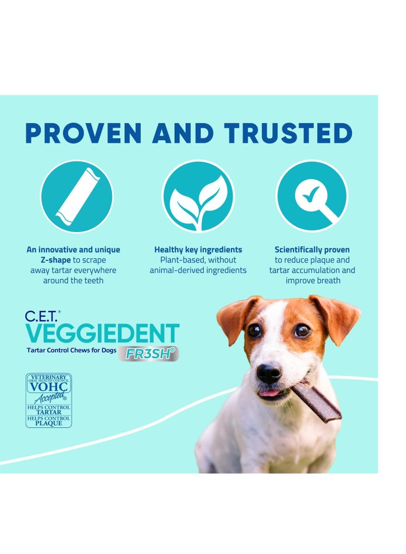 Virbac CET Veggiedent FR3SH Tartar Control Chews for Dogs, Medium (Pack of 30)