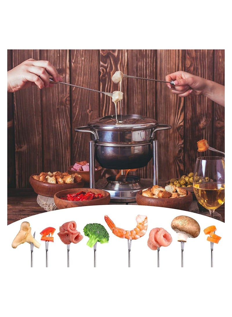 Stainless Steel Fondue Forks Set 6 Pack 95 Inch ColorCoded Forks with HeatResistant Handles for Cheese Chocolate and Fruit Fondue Perfect for Parties and Gatherings