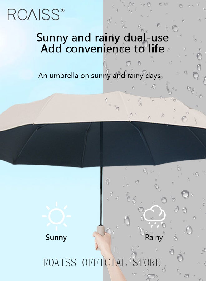 Unisex Full Automatic Umbrella Rain and Shine Dual Use Large Reinforced Thickened Portable Arc Umbrella for UV Protection Strong Rain Resistant and Windproof Parasol