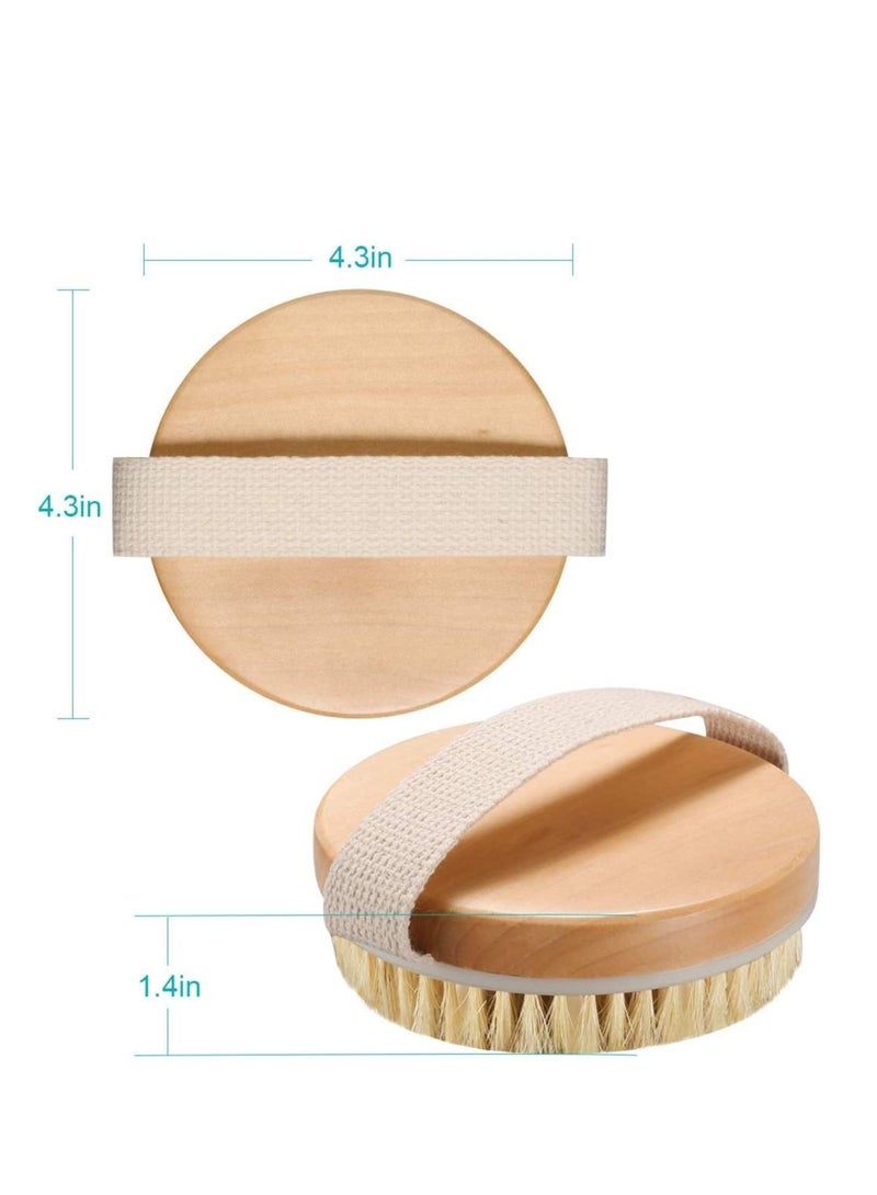 Professional Wooden Dry Skin Body Brush with Natural Bristles Body Brush Dry Skin Bath Shower Brush Back Scrubber Natural Bristles Exfoliating Cellulite Brush Wood