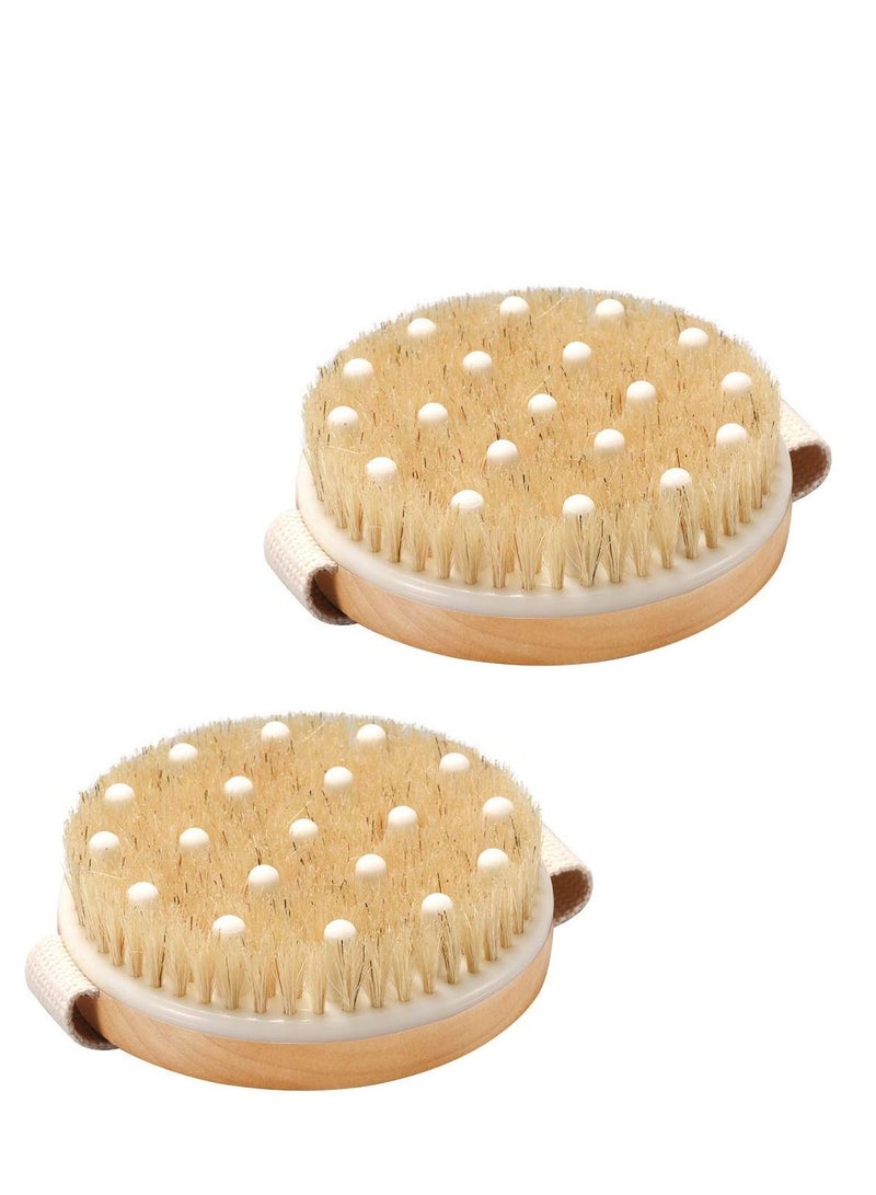 Professional Wooden Dry Skin Body Brush with Natural Bristles Body Brush Dry Skin Bath Shower Brush Back Scrubber Natural Bristles Exfoliating Cellulite Brush Wood