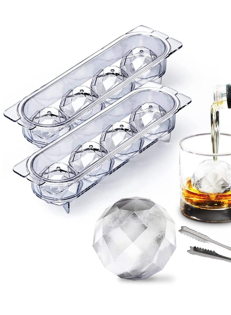 Ice Ball Mold Maker Tray For Freezer 2 Inch Large Moulds Diamond Maker Mold Easy Release Round Cube Set Of 2