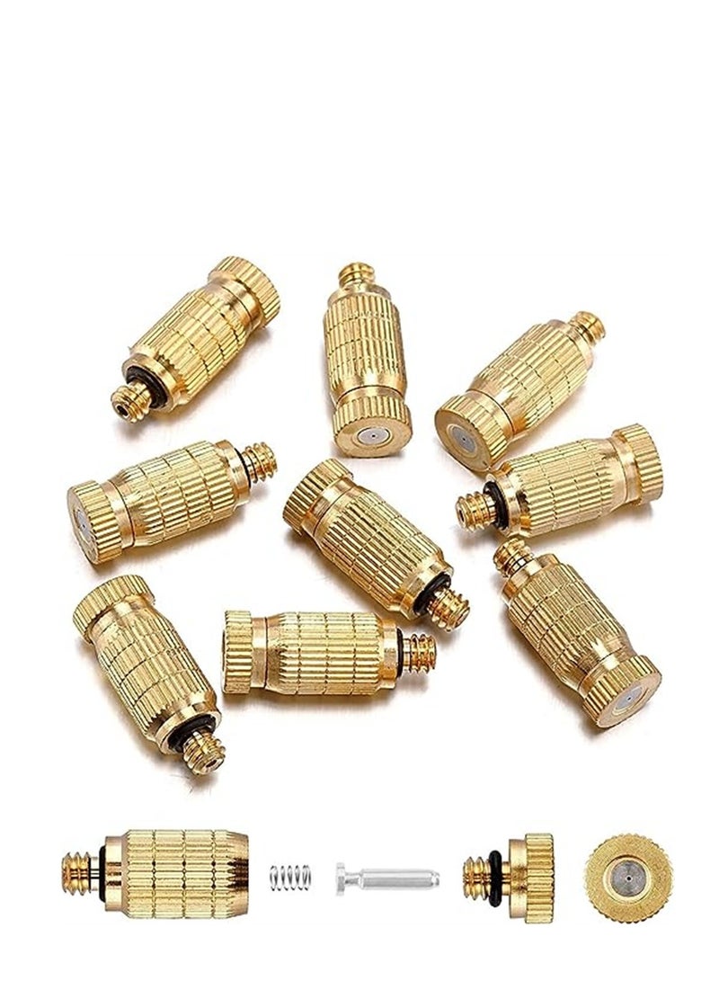 High Pressure Atomizer Nozzle, Garden Brass Misting Nozzles for Outdoor Cooling System, Landscaping, Greenhouse Irrigation, Air Humidification, Anti-Drip Fogging Spray Head, 0.3mm, 20 Pcs