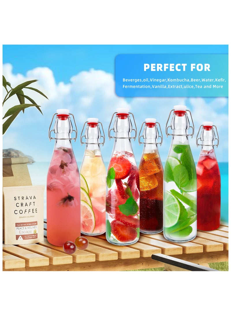 8 Pack 16 oz Swing Top Glass Bottles,Flip Top Brewing Bottle with Airtight Stopper Lids, for Juice, Water, Kombucha, Kefir Milk