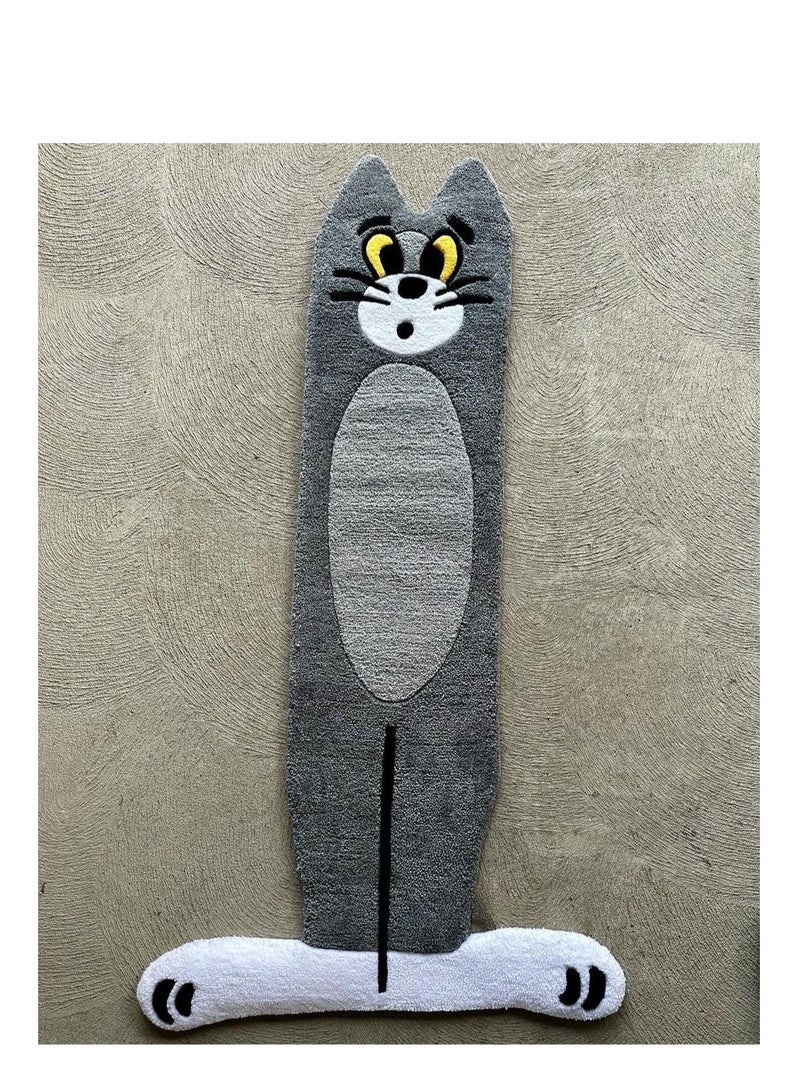 COOLBABY Cartoon Cat Rug Adorable Tom Cat Design, Soft Imitation Cashmere Material, Perfect for Stairs, Entryways, Bedrooms, and More (70 x 120 cm)