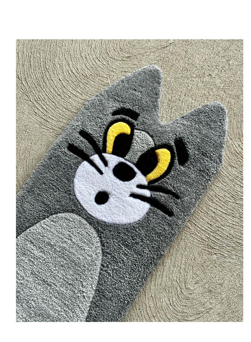 COOLBABY Cartoon Cat Rug Adorable Tom Cat Design, Soft Imitation Cashmere Material, Perfect for Stairs, Entryways, Bedrooms, and More (70 x 120 cm)