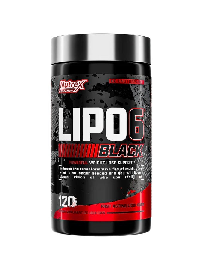 Nutrex Research Lipo-6 Black - Thermogenic Energizing Fat Burner Supplement, Increase Weight Loss, Energy & Intense Focus, 120 Capsules