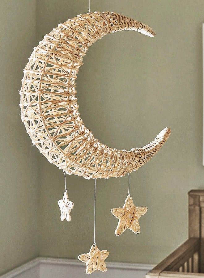 Rattan moon stars wall hanging decorations, children's room photography props wall decorations