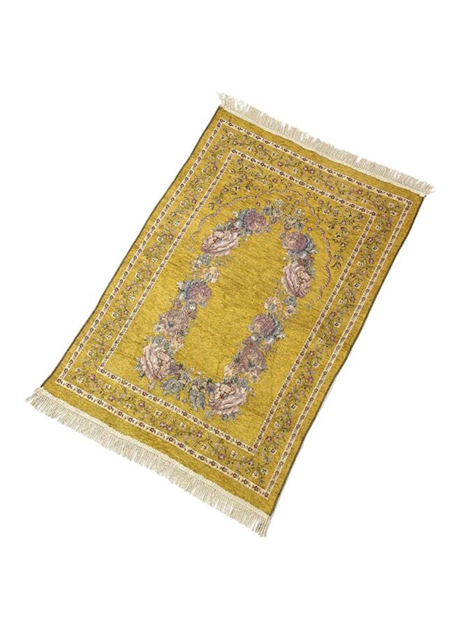 Floral Printed Carpet Yellow/Pink/Green 70x110cm