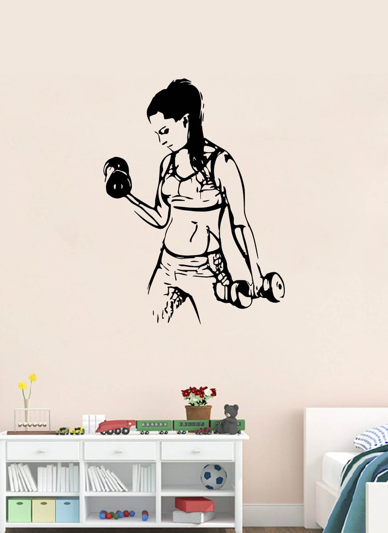 Fitness Gym Wall Decal - Wall Arts Home Decor - Wall Sticker by Spoil Your Wall | Size: 60 x 90cm Color: Black