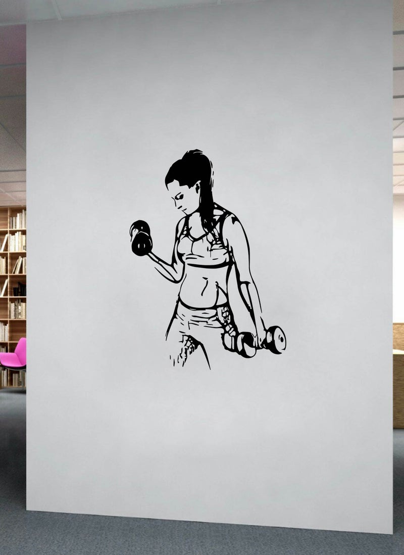 Fitness Gym Wall Decal - Wall Arts Home Decor - Wall Sticker by Spoil Your Wall | Size: 60 x 90cm Color: Black