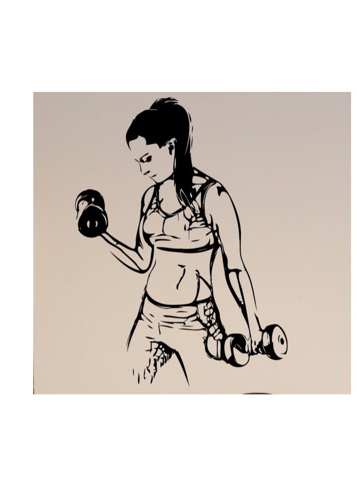 Fitness Gym Wall Decal - Wall Arts Home Decor - Wall Sticker by Spoil Your Wall | Size: 60 x 90cm Color: Black