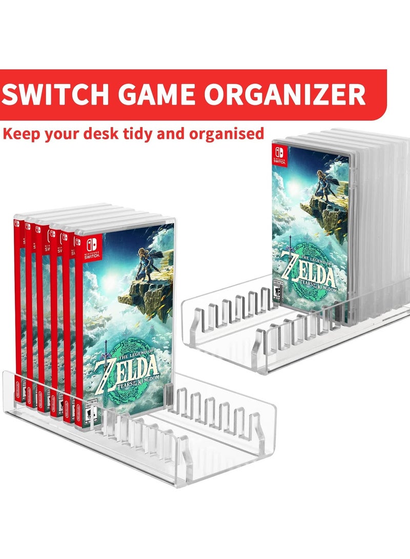 Acrylic Video Game Storage Organizer Stand for PS5/PS4/PS3, Clear, Sturdy Display Holder for Up to 12 Game Cases, Keeps Your Collection Tidy and Stable, Available in 2 Sizes