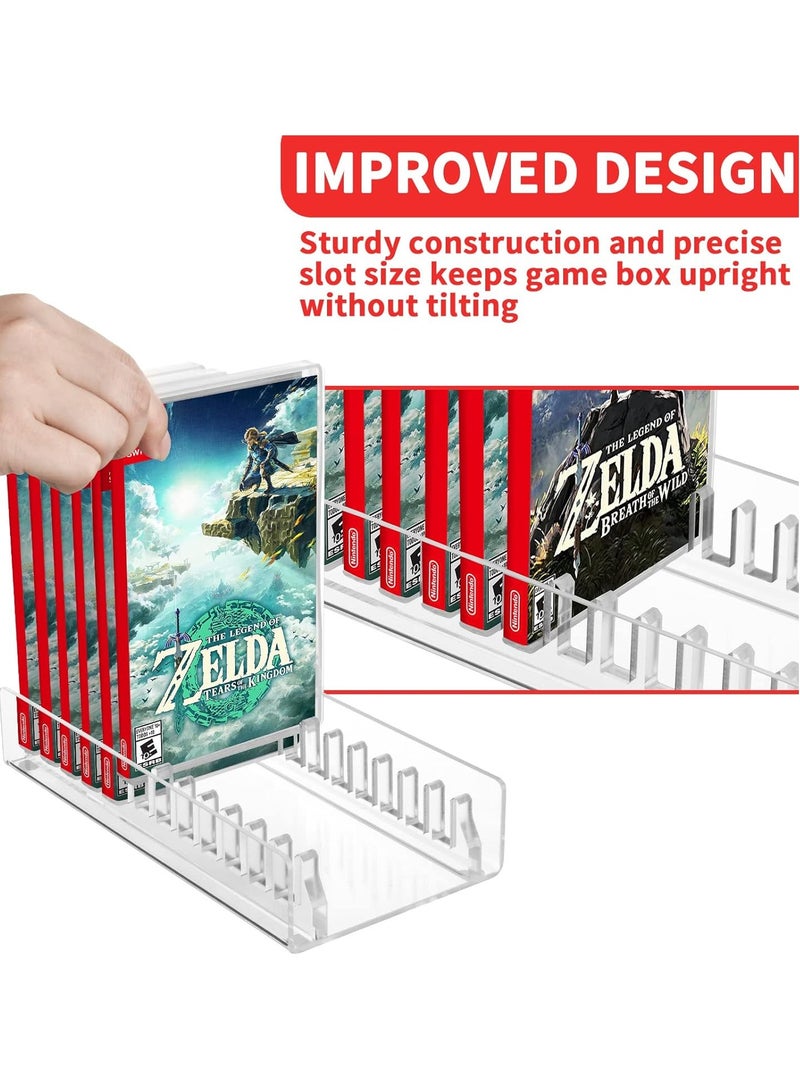 Acrylic Video Game Storage Organizer Stand for PS5/PS4/PS3, Clear, Sturdy Display Holder for Up to 12 Game Cases, Keeps Your Collection Tidy and Stable, Available in 2 Sizes