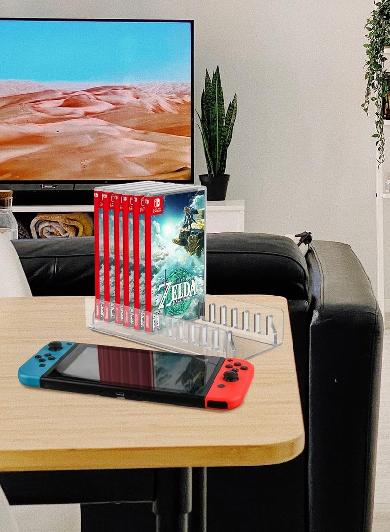 Acrylic Video Game Storage Organizer Stand for PS5/PS4/PS3, Clear, Sturdy Display Holder for Up to 12 Game Cases, Keeps Your Collection Tidy and Stable, Available in 2 Sizes