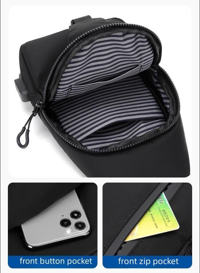 Men's New Trendy Crossbody Bag,Korean Style Sports Carrying Bag,Shoulder Bag for Adults and Teenagers,Simple Waterproof Chest bag,Outdoor Bag(Black)