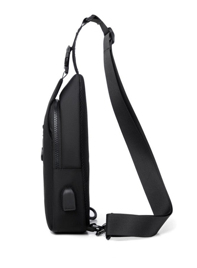 Men's New Trendy Crossbody Bag,Korean Style Sports Carrying Bag,Shoulder Bag for Adults and Teenagers,Simple Waterproof Chest bag,Outdoor Bag(Black)