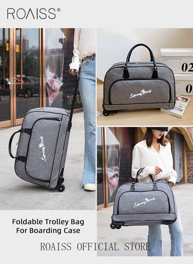 Unisex Trolley Travel Bag Oxford Fabric Premium Large Capacity Foldable Multifunctional Luggage Bag with Various Carrying Methods Waterproof Sports Fitness Bag with Smooth Zipper and Wheels