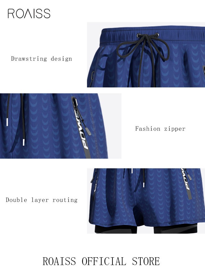 Men's Swimming Trunks Beachwear Quick Dry Gym Wear Beach Pants Fitness Shorts Fitness Workout Short Sports Running Shorts with Inner Compression