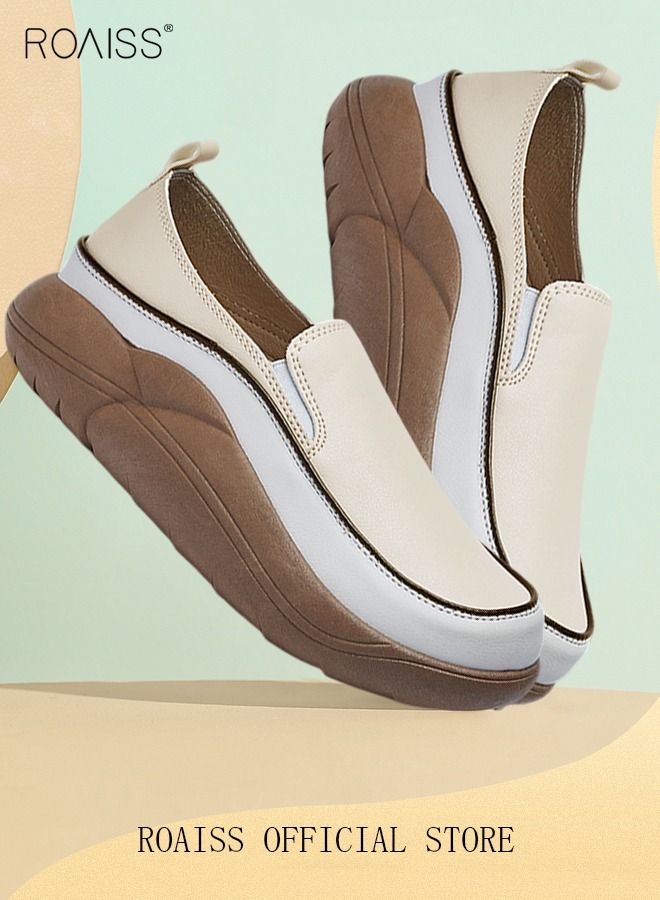 New Arrival Round Retro Thick Soles Fashionable Comfortable Shoes Women's Explosive Style Loafers Slip-On Casual Walking Sports Shoes