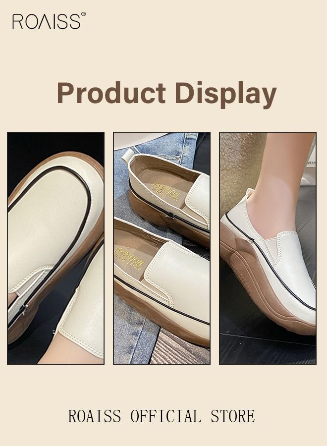 New Arrival Round Retro Thick Soles Fashionable Comfortable Shoes Women's Explosive Style Loafers Slip-On Casual Walking Sports Shoes