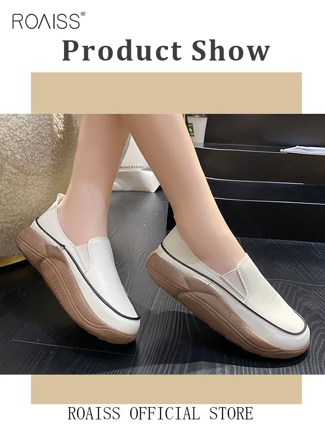 New Arrival Round Retro Thick Soles Fashionable Comfortable Shoes Women's Explosive Style Loafers Slip-On Casual Walking Sports Shoes