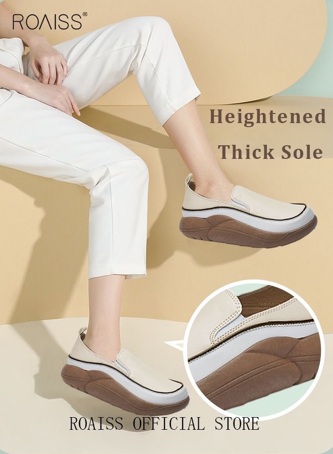 New Arrival Round Retro Thick Soles Fashionable Comfortable Shoes Women's Explosive Style Loafers Slip-On Casual Walking Sports Shoes