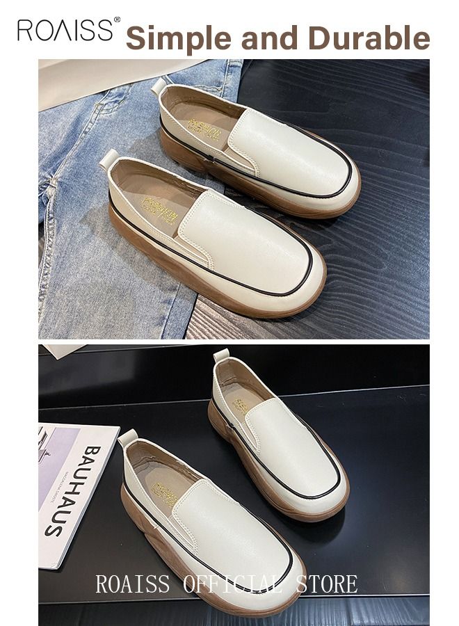 New Arrival Round Retro Thick Soles Fashionable Comfortable Shoes Women's Explosive Style Loafers Slip-On Casual Walking Sports Shoes