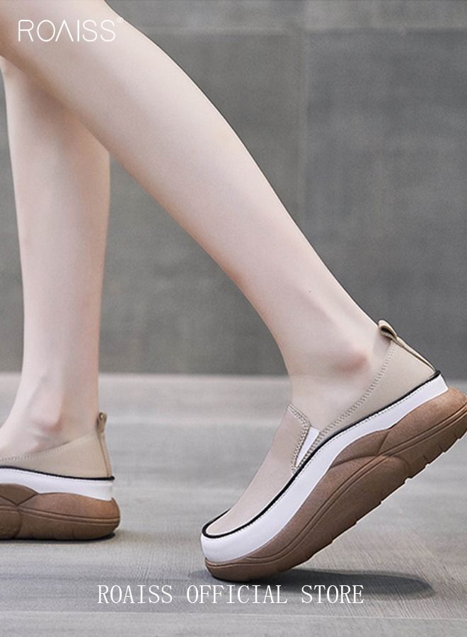 New Arrival Round Retro Thick Soles Fashionable Comfortable Shoes Women's Explosive Style Loafers Slip-On Casual Walking Sports Shoes